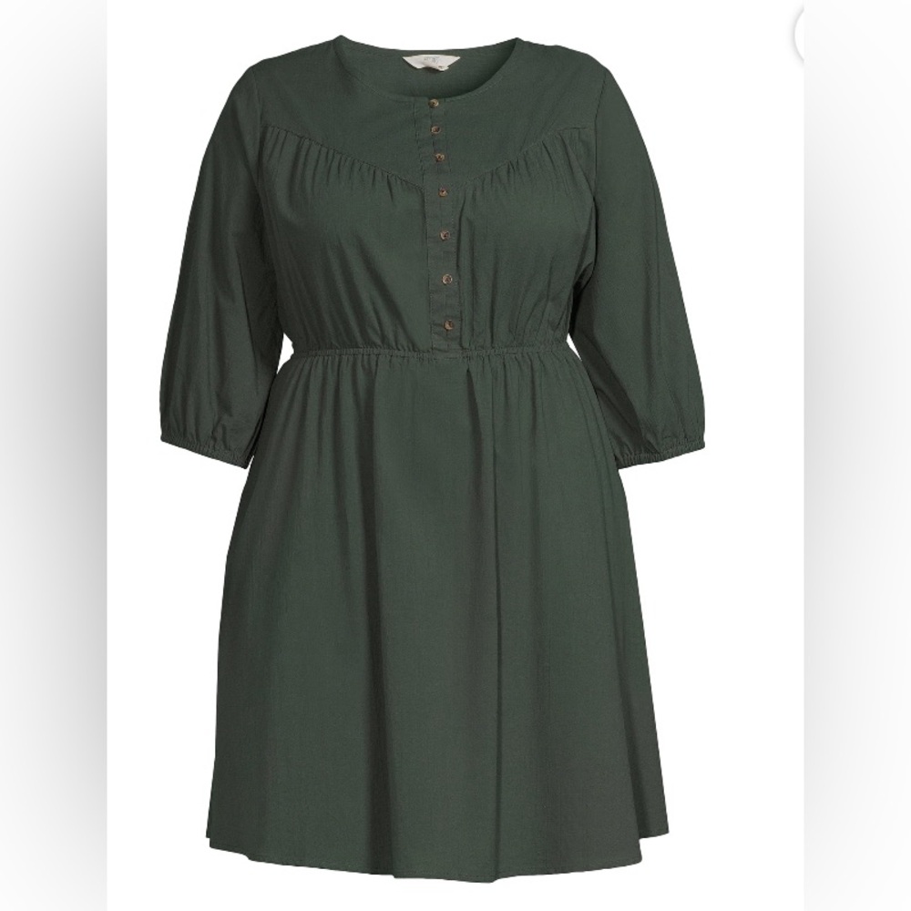Terra & Sky Women's Plus Size Button Front Dress size XXL Olive Green
